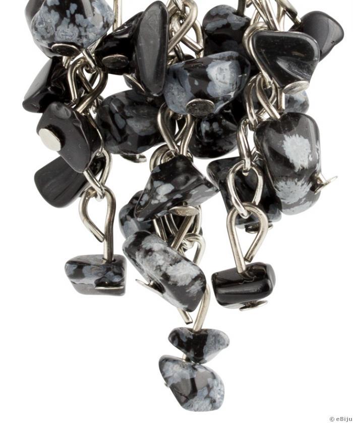 Cercei chandelier cu pietre obsidian ;i onix