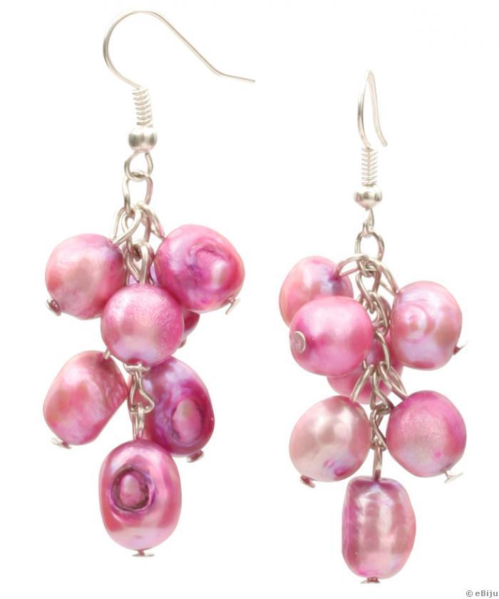 Cercei perle de cultura roz, forma neregulata