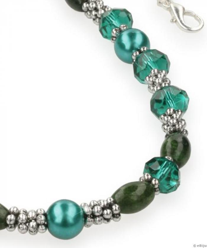 Colier verde din cristale, agate si perle de sticla