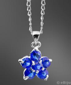 Pandantiv floare, cristale albastre