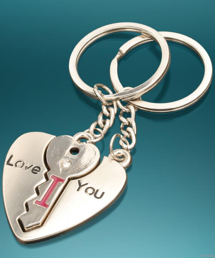 Set breloc inimă şi cheie "I love you"