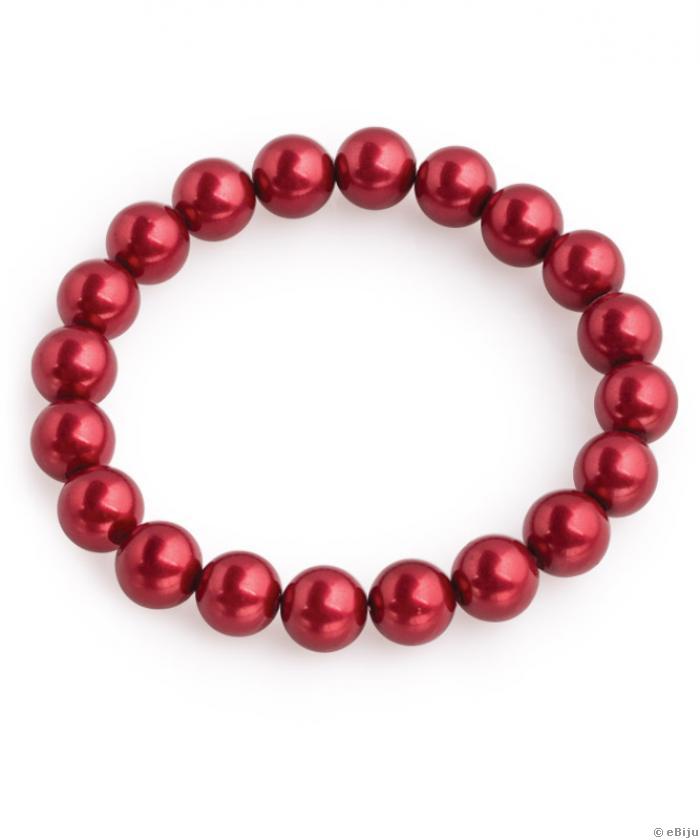 Brăţară perle de sticlă roşu carmin