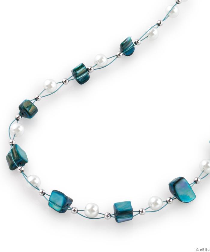 Colier din sidef turcoaz, cu perle de sticlă