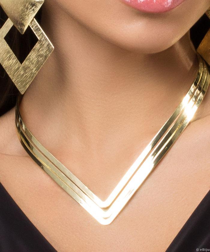 Colier minimalist auriu, în formă de V