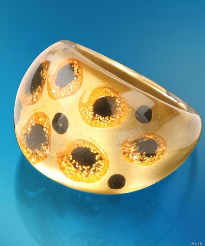 Inel auriu cu puncte negre (marime 18 mm)