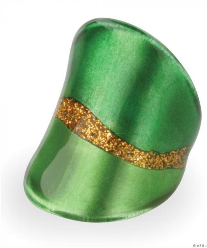 Inel verde cu auriu din 
material sintetic, marime 18 mm
