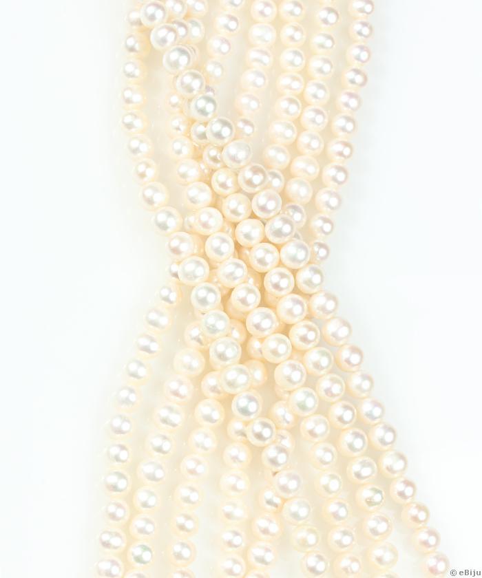 Perlă de cultură, alb AA, rotund, 0.8