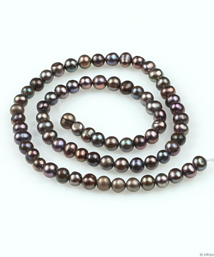 Perlă de cultură, rotund, negru, 0.6 cm