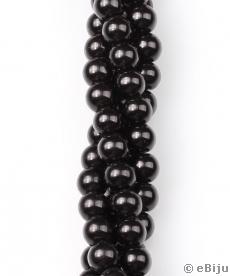 Perlă de sticlă, neagră, 0.8 cm