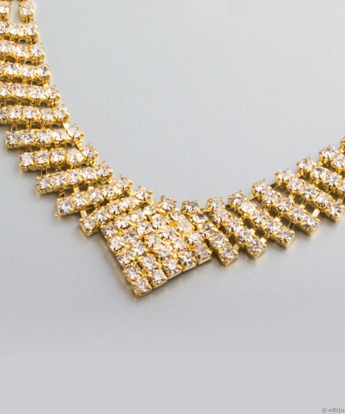 Set de bijuterii aurii cu cristale